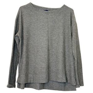 Splendid Thermal Waffle Knit Hi-Low Long Sleeve Tunic Top Charcoal Gray Sz Small
